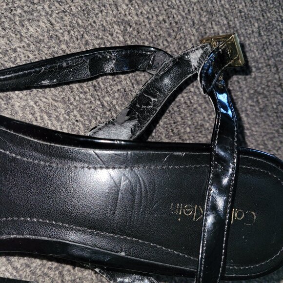 COPY - Calvin Klein Black Wedge Strappy Sandals 2.5" Heel - Picture 11 of 12
